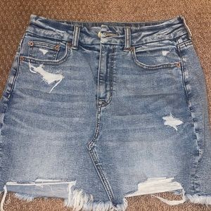 High waisted denim skirt